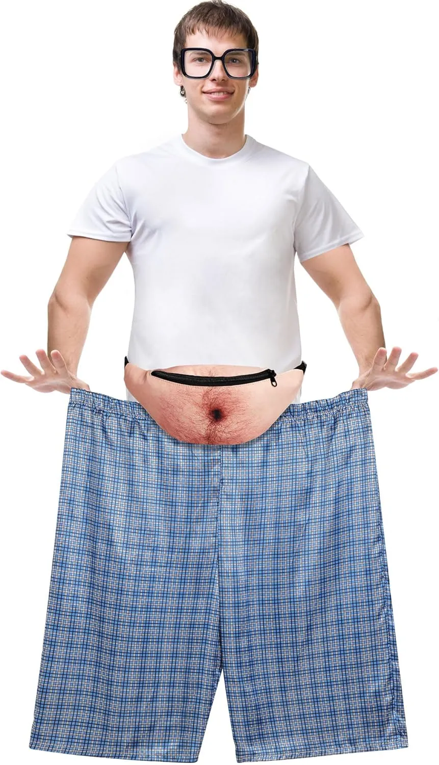 3 Pcs Christmas Funny Gifts for Men Oversized Panties 3D Funny Belly Fanny Pack Bag Square Black Frame Glasses Dad Waist Bag Novelty Adult Big Undies Gift for Xmas Party