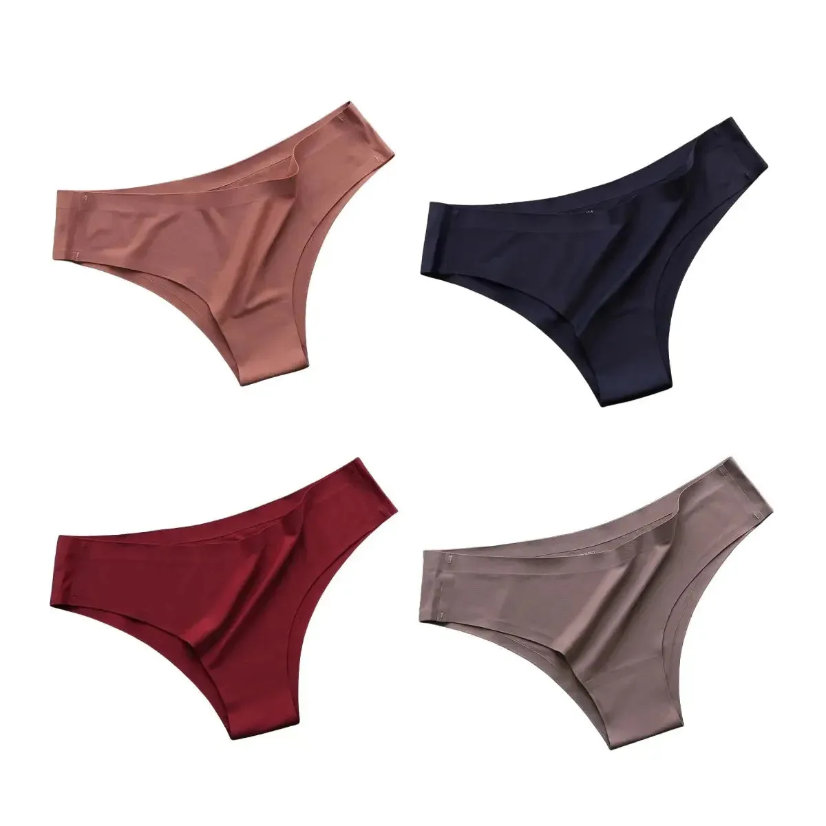 4PCS Seamless Cotton Panties Set – Ice Silk Low Waist G-String Underwear