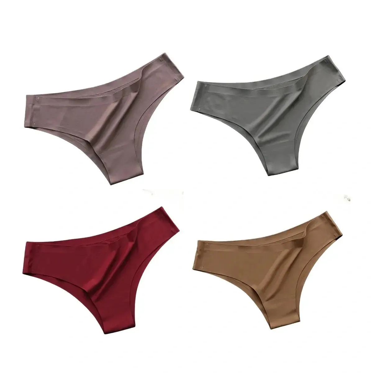 4PCS Seamless Cotton Panties Set – Ice Silk Low Waist G-String Underwear