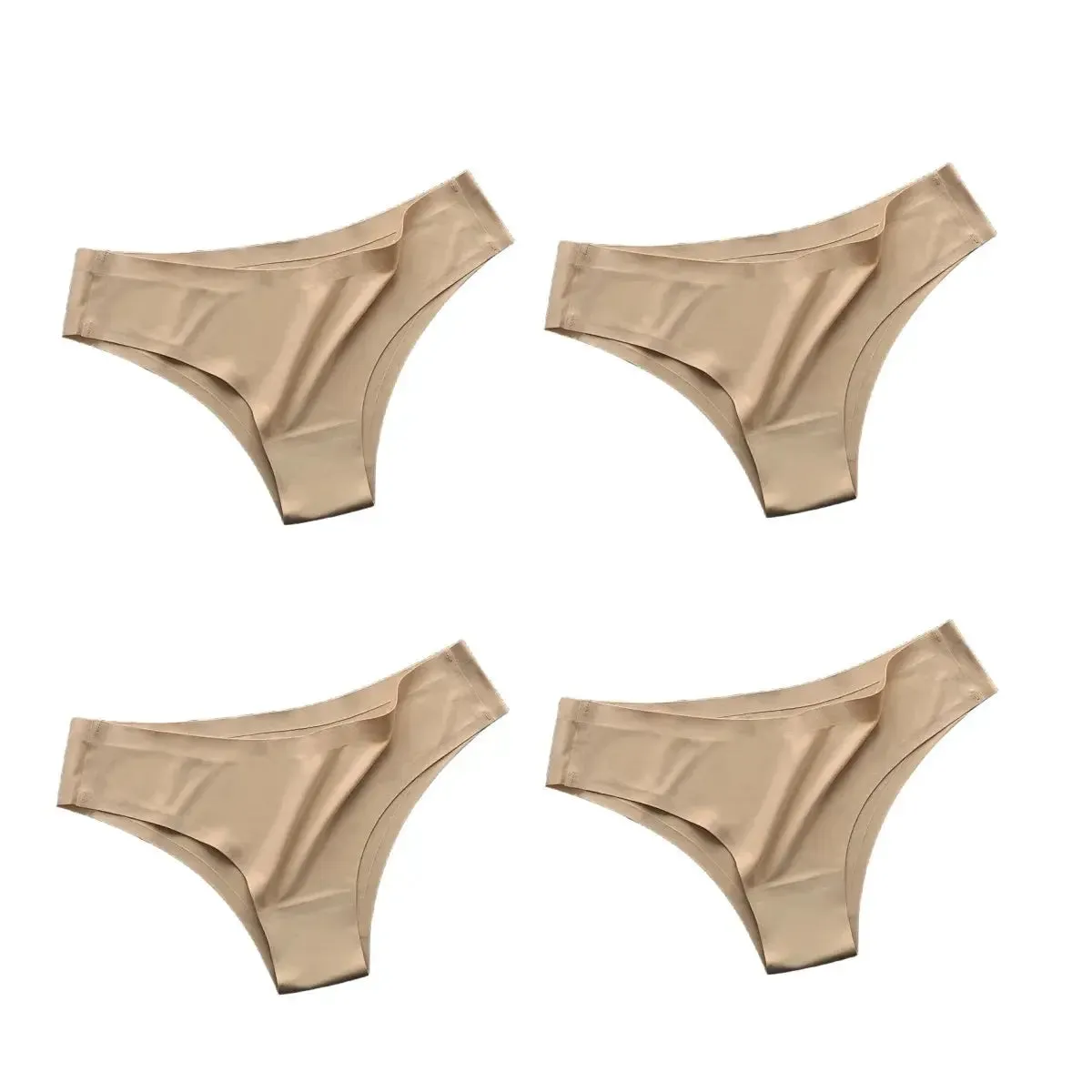 4PCS Seamless Cotton Panties Set – Ice Silk Low Waist G-String Underwear