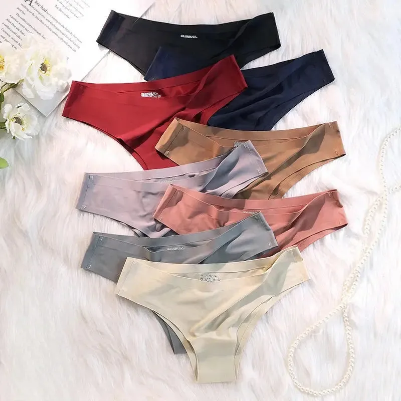 4PCS Seamless Cotton Panties Set – Ice Silk Low Waist G-String Underwear