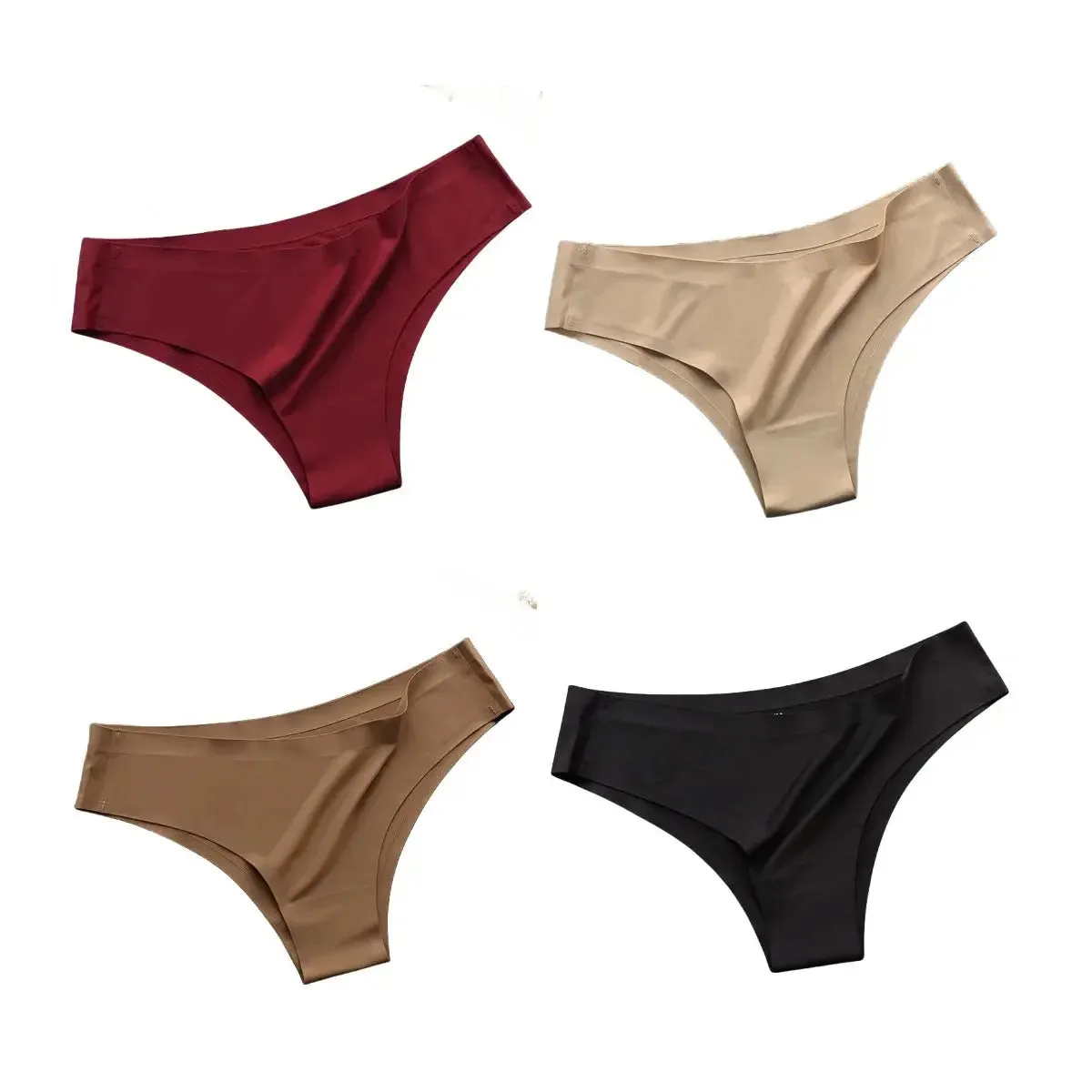 4PCS Seamless Cotton Panties Set – Ice Silk Low Waist G-String Underwear