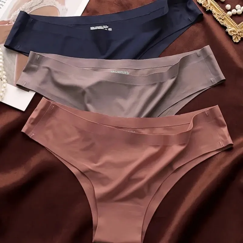 4PCS Seamless Cotton Panties Set – Ice Silk Low Waist G-String Underwear