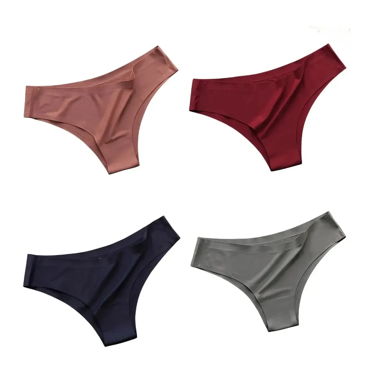 4PCS Seamless Cotton Panties Set – Ice Silk Low Waist G-String Underwear