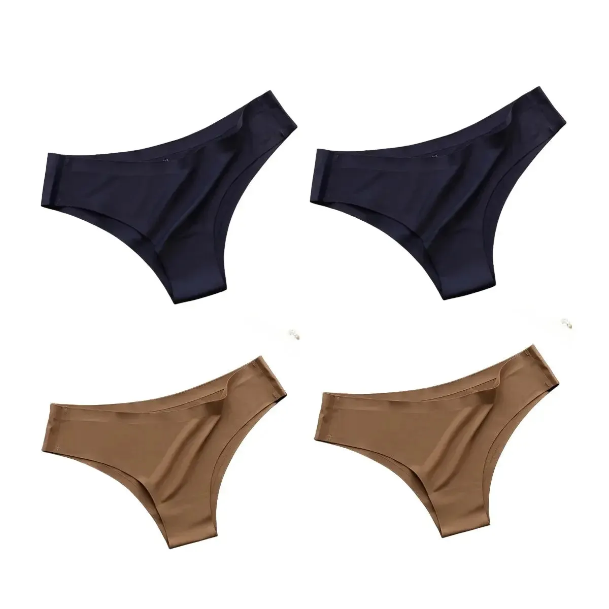 4PCS Seamless Cotton Panties Set – Ice Silk Low Waist G-String Underwear