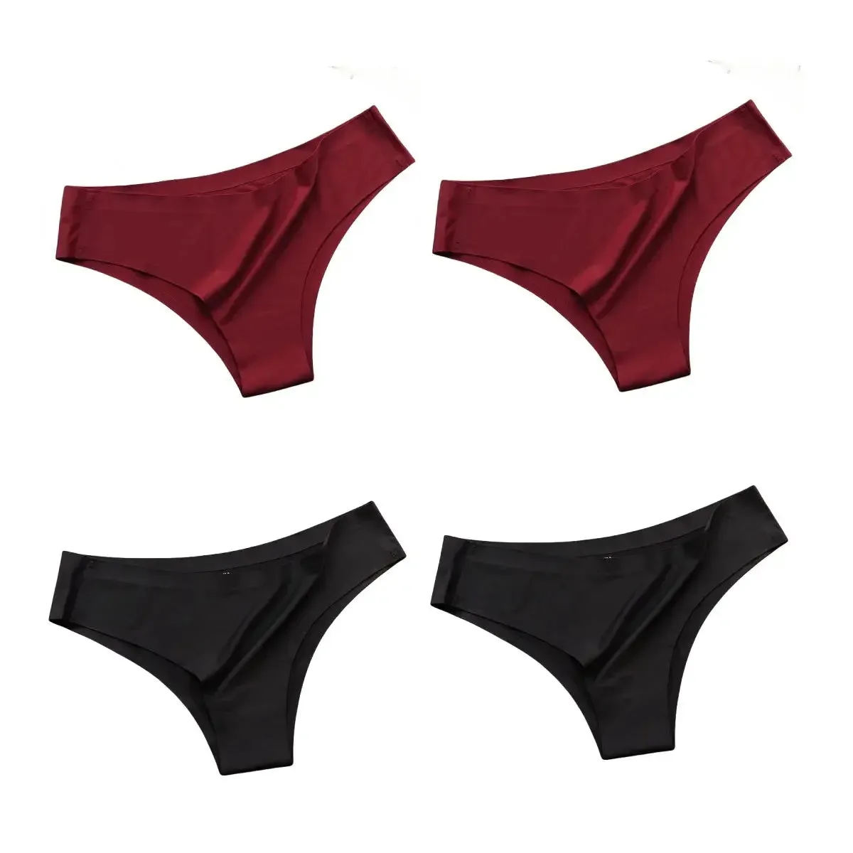 4PCS Seamless Cotton Panties Set – Ice Silk Low Waist G-String Underwear