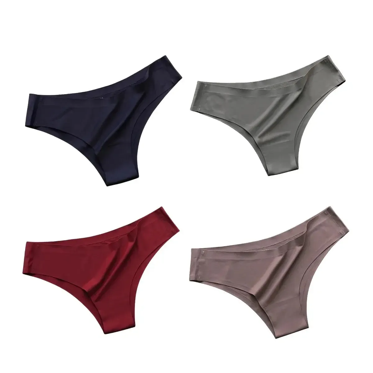 4PCS Seamless Cotton Panties Set – Ice Silk Low Waist G-String Underwear