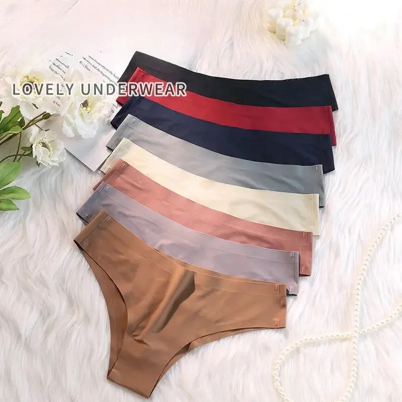 4PCS Seamless Cotton Panties Set – Ice Silk Low Waist G-String Underwear