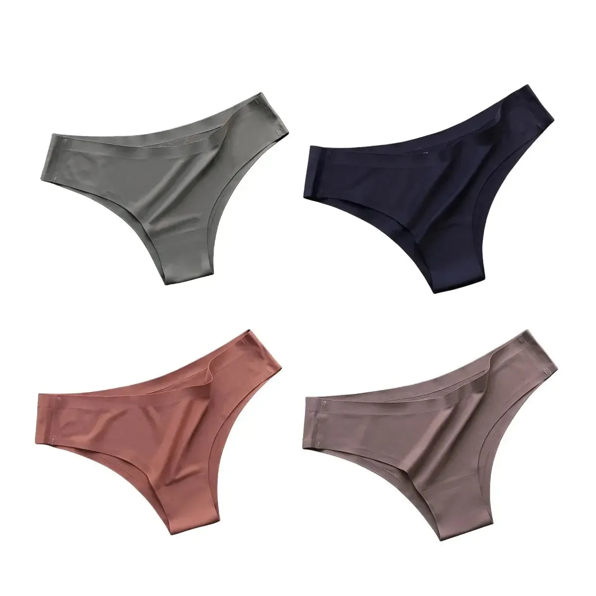 4PCS Seamless Cotton Panties Set – Ice Silk Low Waist G-String Underwear