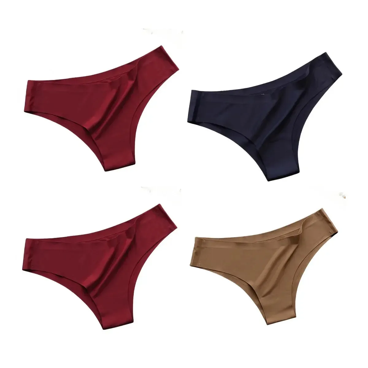 4PCS Seamless Cotton Panties Set – Ice Silk Low Waist G-String Underwear