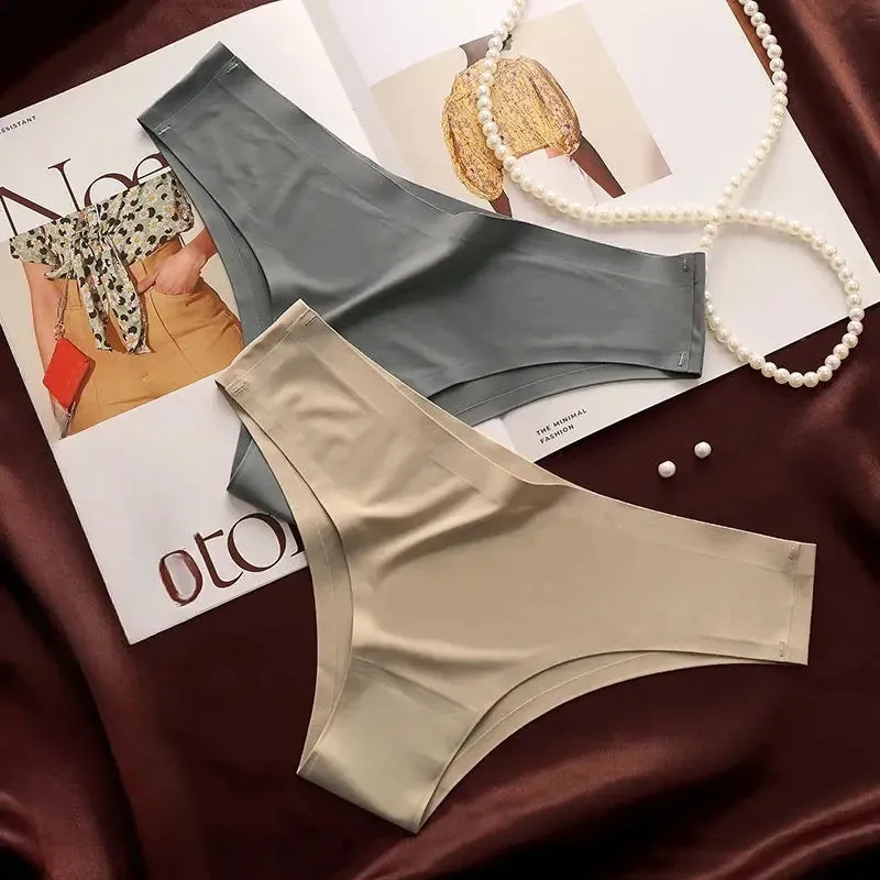 4PCS Seamless Cotton Panties Set – Ice Silk Low Waist G-String Underwear
