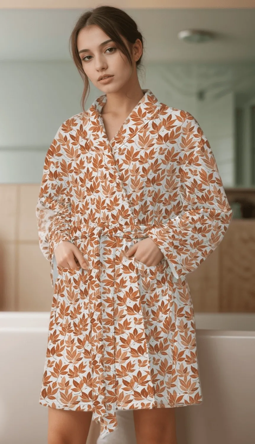 Autumn Leaves Women's Loose-fitting Bathrobe