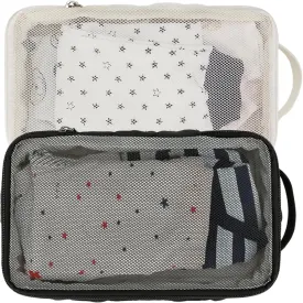 Baby Diaper Bag Organizer Pouches - 2 Pack Waterproof Pod Hanging Diaper Bag Mesh Bag Reusable, Washable or Baby Cloth Diapers (Black&White)