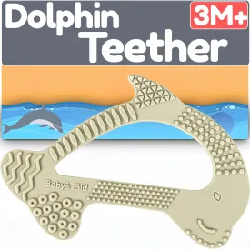 Baby Silicone Teething Toy | 8 Pain Relief Textures, Dolphin-Shape | Easy to Hold Silicone Teether for Babies, BPA-Free Baby Teether Ring, Infant Chew Toy, Newborn Teething Relief Toy - Babys Aid