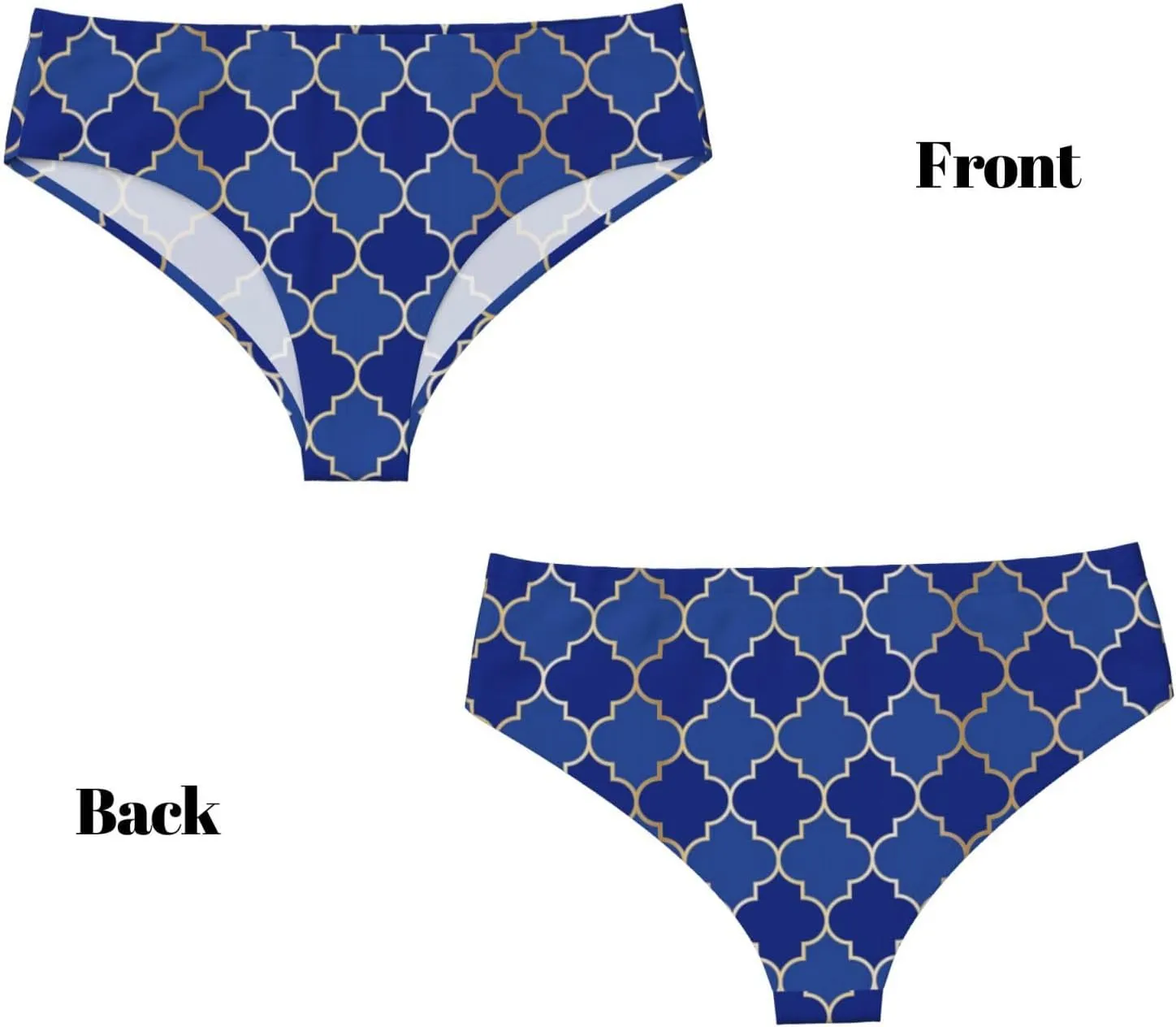 Blue Gold Grid Lantern Shapes Print Womens Underwear Soft Briefs Breathable Ladies Panties Sexy Lingerie