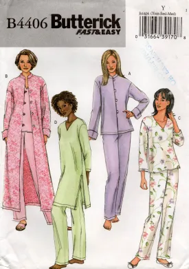 Butterick B4406 Womens Robe & Pyjamas or Loungewear Out Of Print Sewing Pattern Size XS - M UNCUT Factory Folded