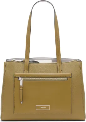 Calvin Klein Women's Hadley Tote Bag  2 in 1, Vegan Leather, 5 Pockets