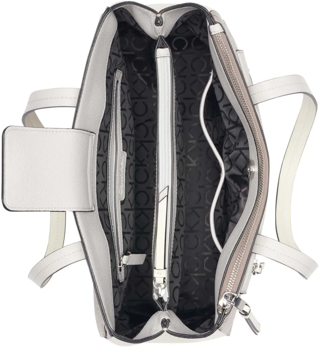 Calvin Klein Women's Hadley Tote Bag  2 in 1, Vegan Leather, 5 Pockets