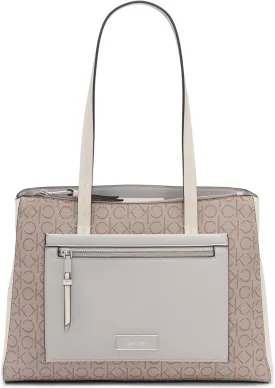Calvin Klein Women's Hadley Tote Bag  2 in 1, Vegan Leather, 5 Pockets