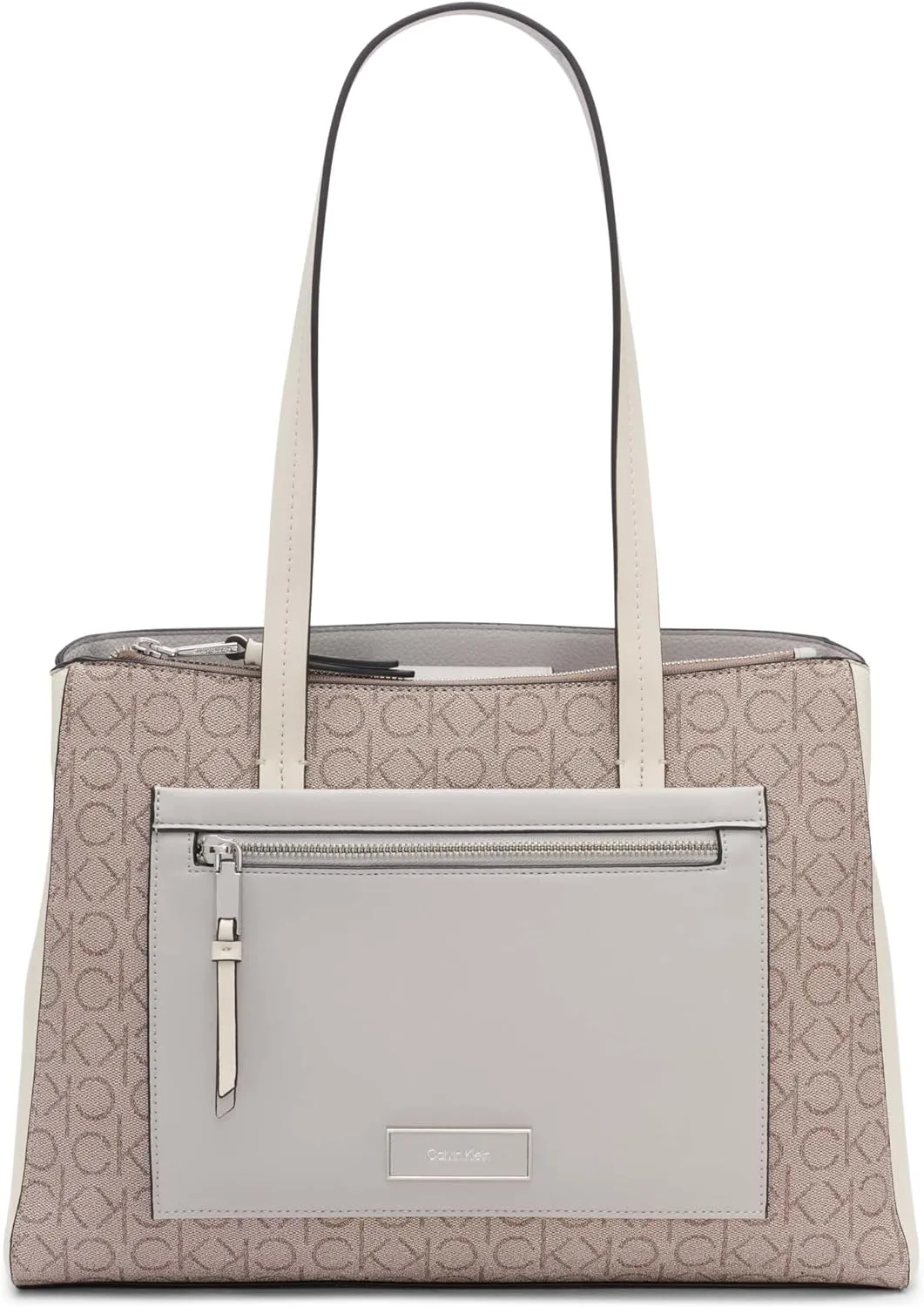 Calvin Klein Women's Hadley Tote Bag  2 in 1, Vegan Leather, 5 Pockets