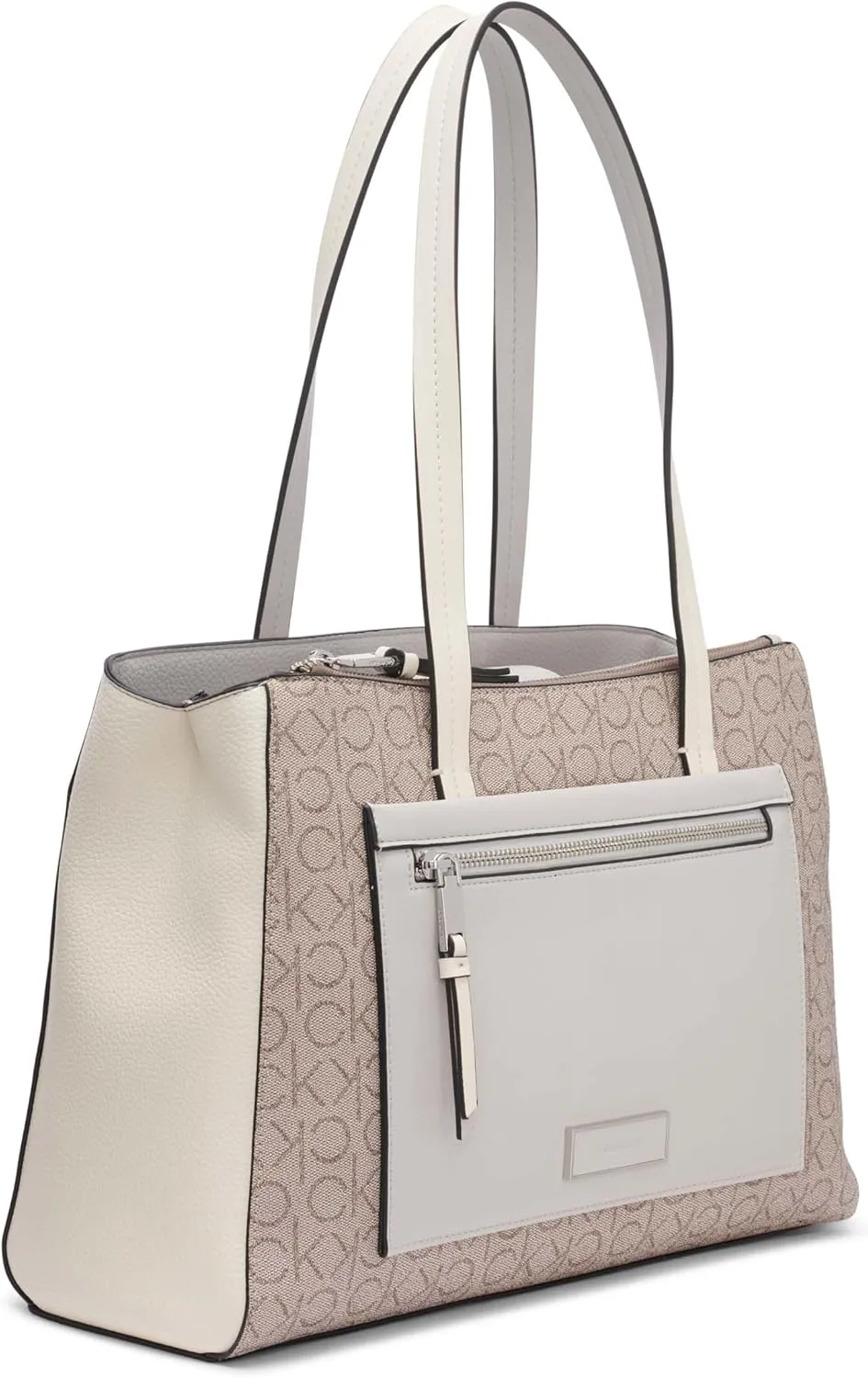 Calvin Klein Women's Hadley Tote Bag  2 in 1, Vegan Leather, 5 Pockets