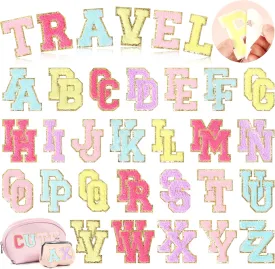 Chenille Letters Patches Self-Adhesive for Clothing: NICEVINYL 52pcs Assorted-Color Preppy Varsity Self Adhesive Initial Letter Patch Stickers for Hats,Bags,Backpacks,Jackets