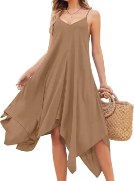 Chigant Women's 2025 Summer Dress Casual Boho Sundress Spaghetti Strap Swimwear Cover Up Beach Flowy Midi Vacation Dresses