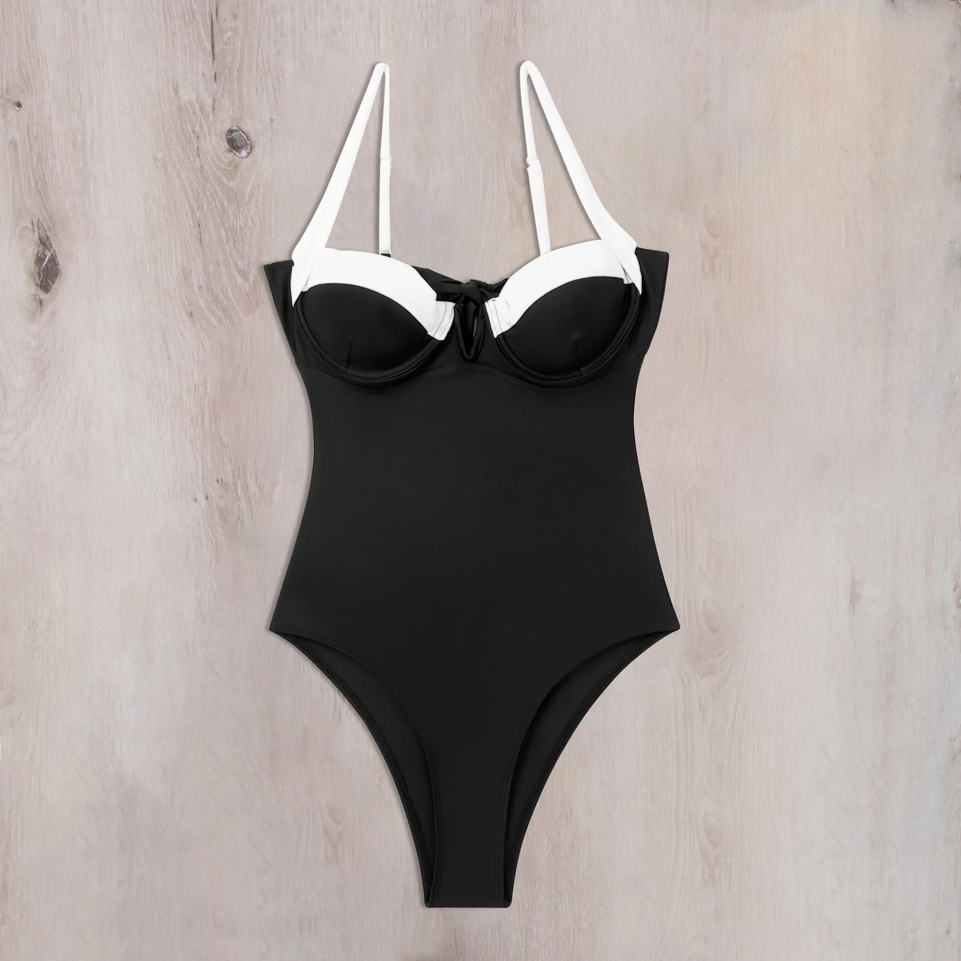 Colorful Gathered One-Piece Bikini Swimsuit