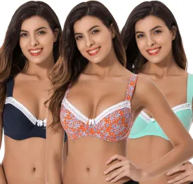 Curve Muse Women's Plus Size Unlined Balconette Cotton Bra-2 or 3Pack