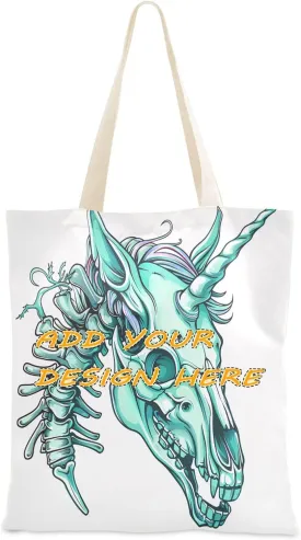 custom Canvas Shopping Bags unicorns Skull Skeleton Hemlock Outlined Aqua customized Canvas Reusable Grocery Bags for Travel