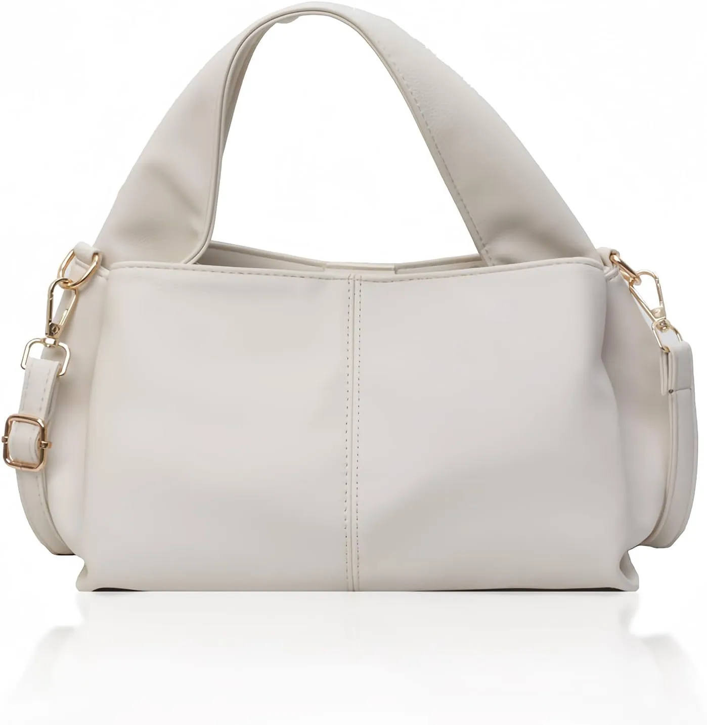 Dumpling Pouch Bag for Women Cloud Clutch Purse Handbag Leather CrossbodyBags HoboBag Evening Top HandleShoulder Bag Detachable Strap Shoulder, White