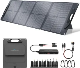 Ecosonique 100W/120W Portable Solar Panel with Adjustable Kickstands,22V MC4/12V DC/QC 3.0 USB-A USB-C(PD 60W)Foldable Solar Panel Charger and Detachable Power Hub,Waterproof Solar Panels for Camping