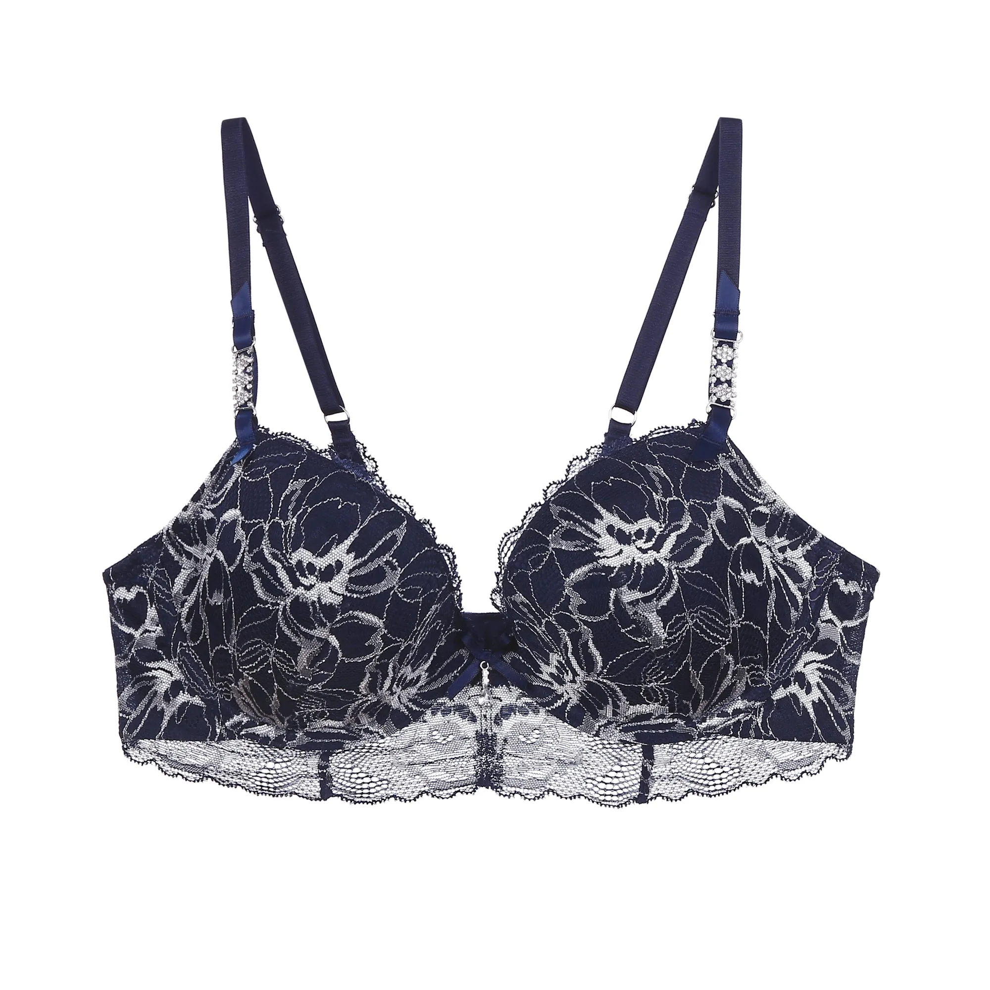 EVELYN Plunge Full-Coverage Molded Lace Bra