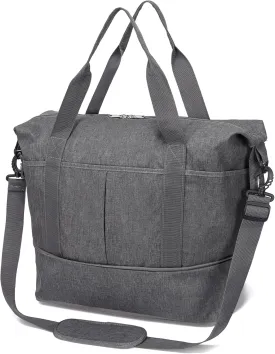 Expandable Duffle Bag for Travel, Weekender Overnight Carry On Bag for Women Men, Waterproof Large Capacity Travel Bag with Detachable Shoulder Strap and Wet Pocket(Grey)