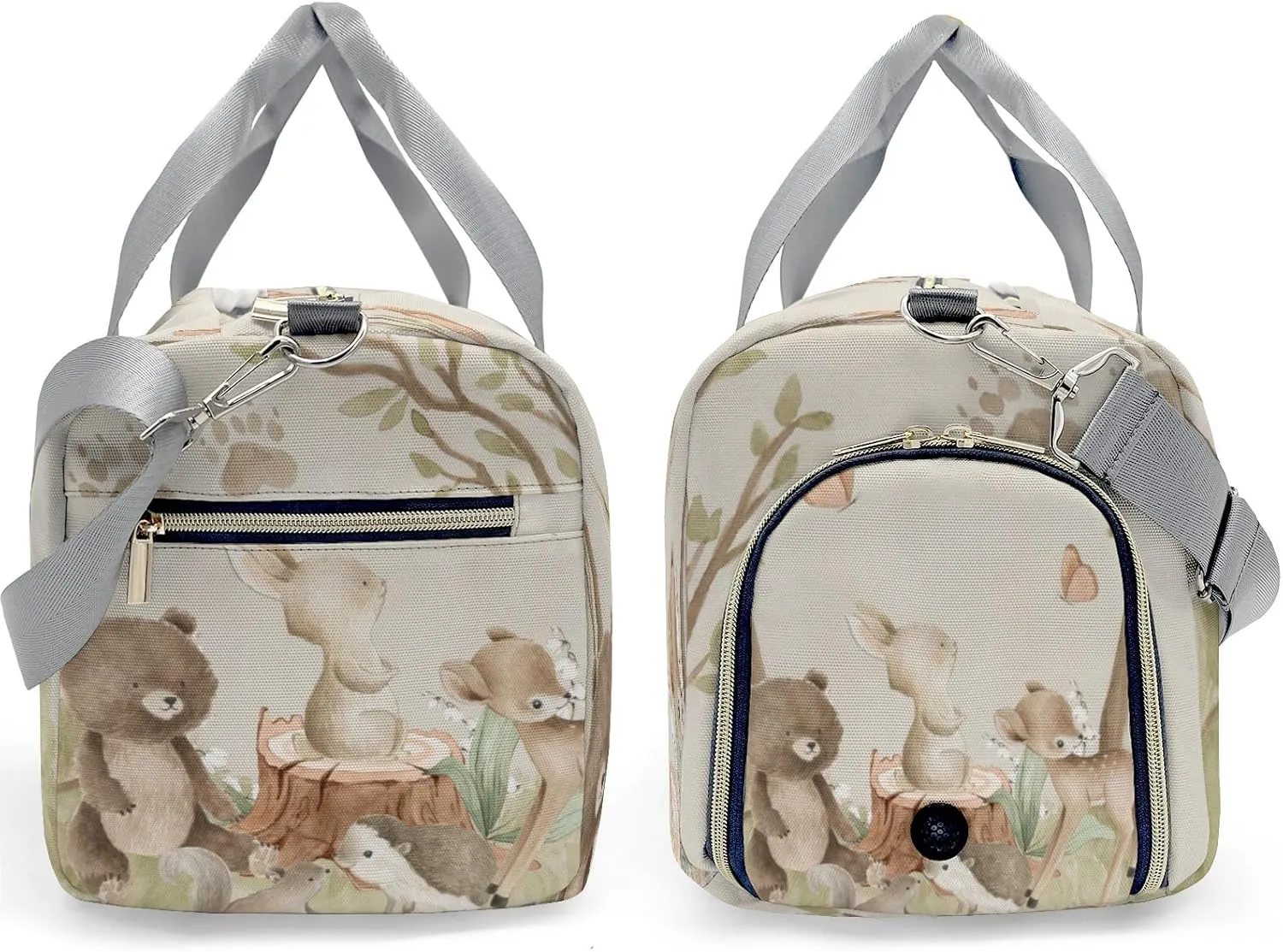 Forest Woodland Animals Personalized Duffel Bag Custom Multi-Function Travel Bag Gym Sports Dance Bags Overnight Carry On Weekend Bag for Women Men