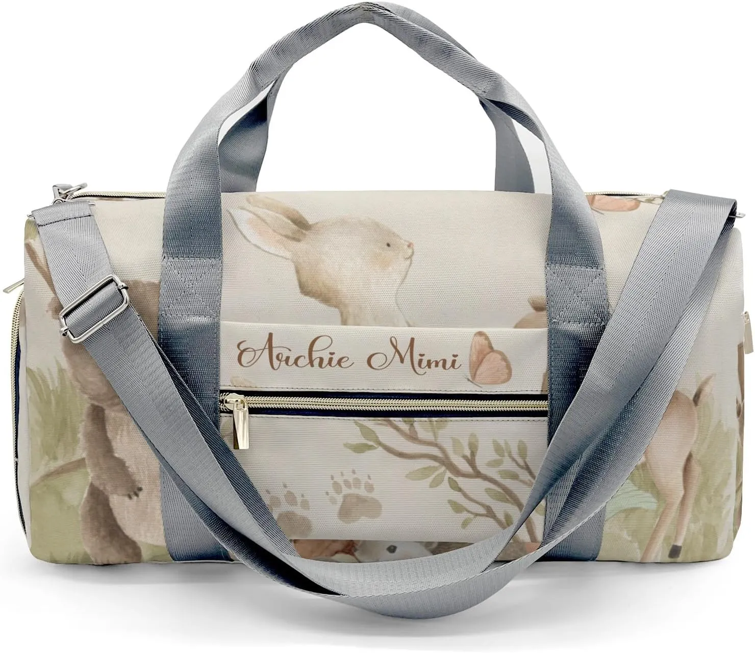 Forest Woodland Animals Personalized Duffel Bag Custom Multi-Function Travel Bag Gym Sports Dance Bags Overnight Carry On Weekend Bag for Women Men