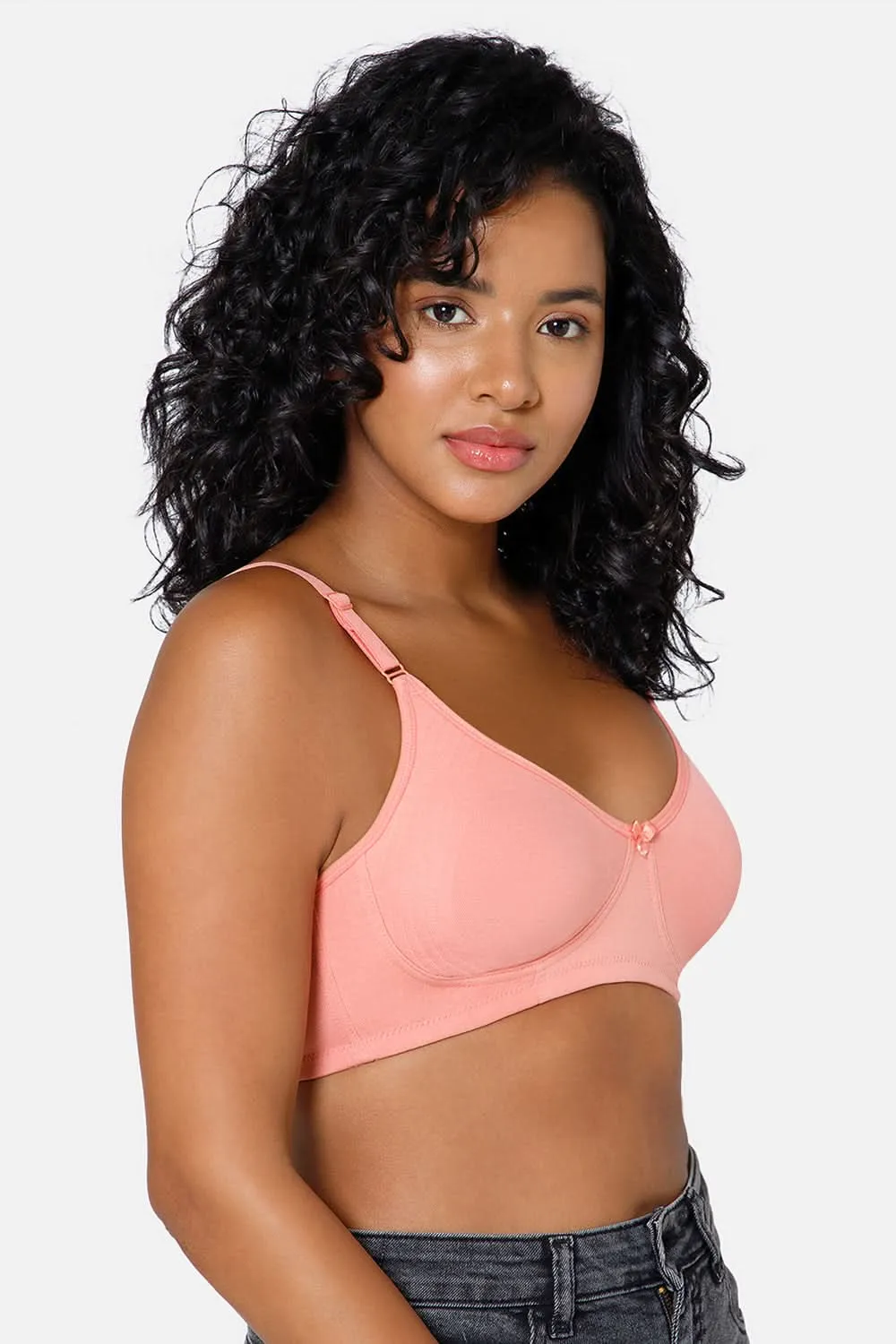 Full Coverage Non-Padded Non-Wired Intimacy T-Shirt Saree Bra - ES02 - Peach