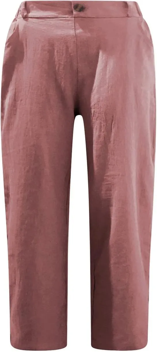Generic Capri Pants for Women Petite High Waist Work Cargo Capris Clothes Casual Summer Beach Yoga Palazzo Cropped Pants
