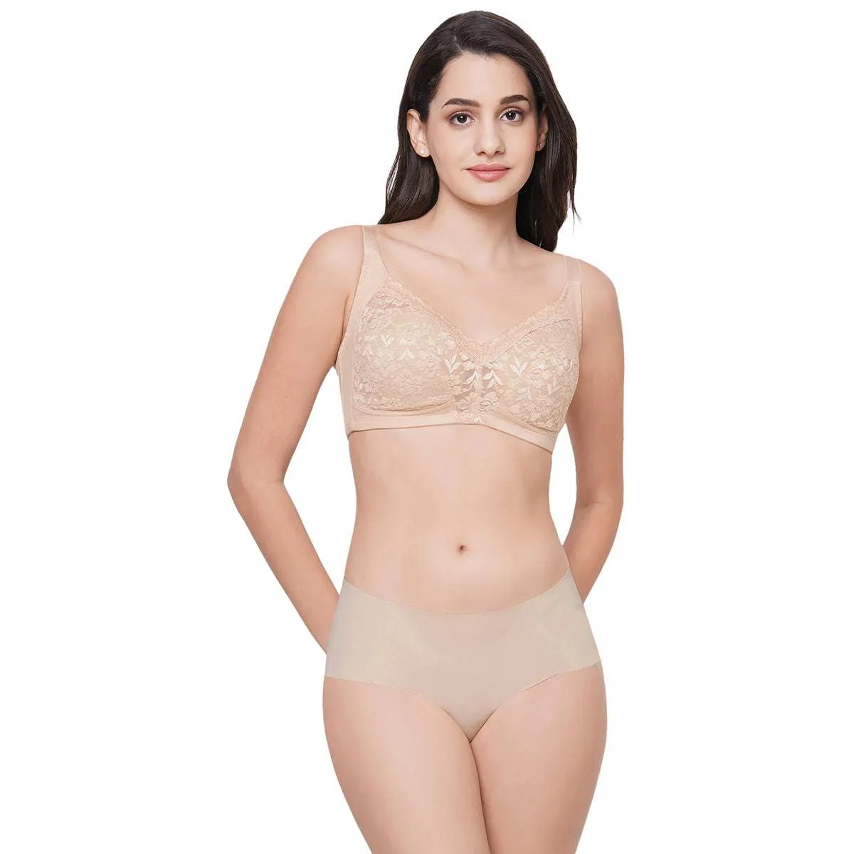 Grace Non-Padded Non-Wired Full Coverage Plus Size Bra - Beige
