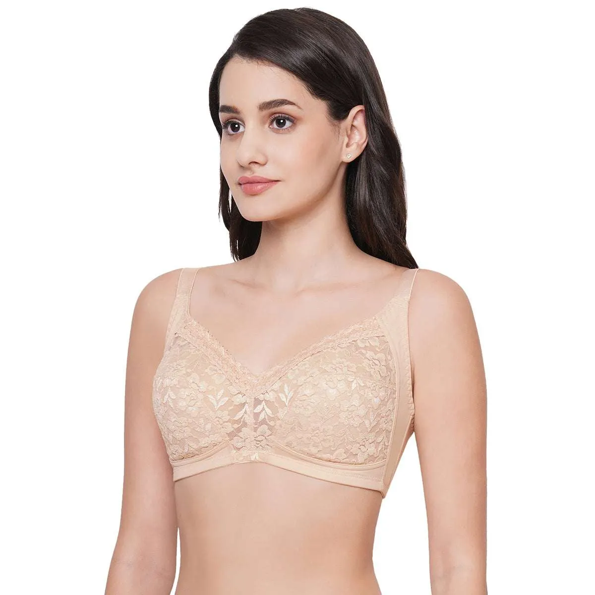 Grace Non-Padded Non-Wired Full Coverage Plus Size Bra - Beige