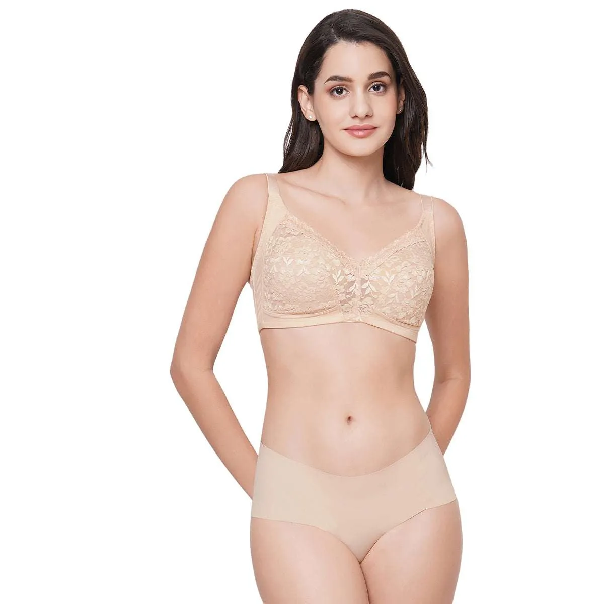 Grace Non-Padded Non-Wired Full Coverage Plus Size Bra - Beige