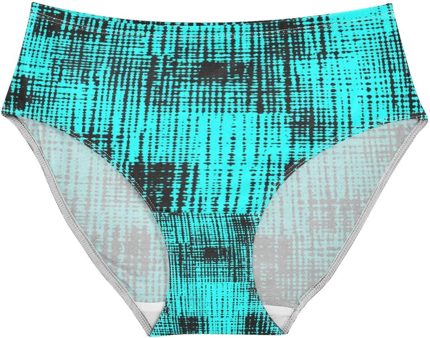 Grid Blue Womens Brief Underwear, Breathable Underwear, Spandex Underwear Women Briefs