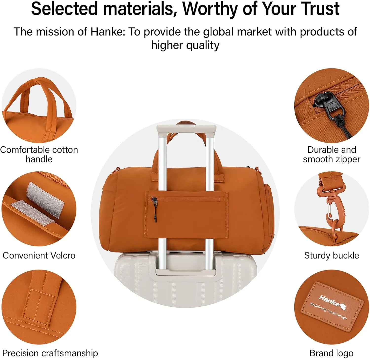 Hanke Carry On Luggage Gym Bag for Women with Shoe Compartment Multifunctional Carry On Duffel Bag for Travel with Detachable Toiletries Pocket,Mocha Brown