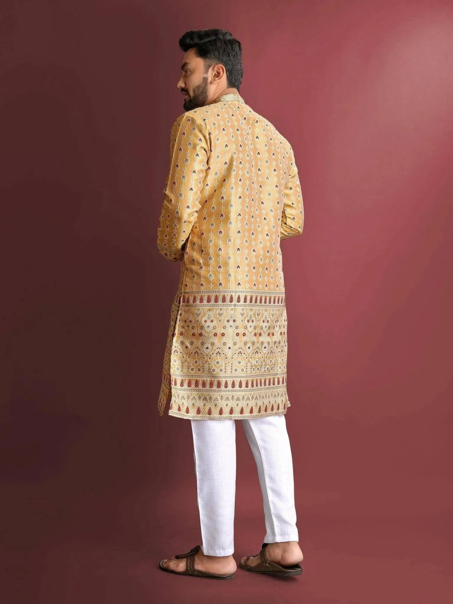 Heavy J-Card Silk Kurta Pajama Set For Men