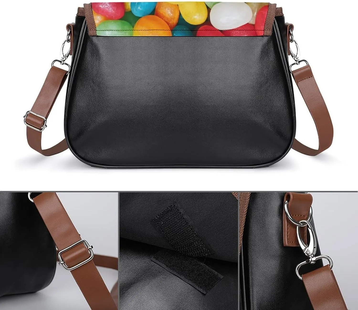 Hot Dog Leather Shoulder Bag with Detachable Shoulder Strap Versatile for Daily Use