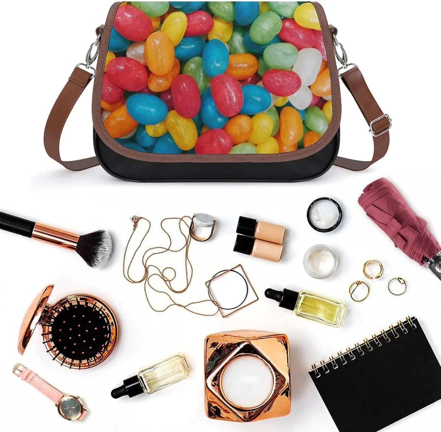 Hot Dog Leather Shoulder Bag with Detachable Shoulder Strap Versatile for Daily Use