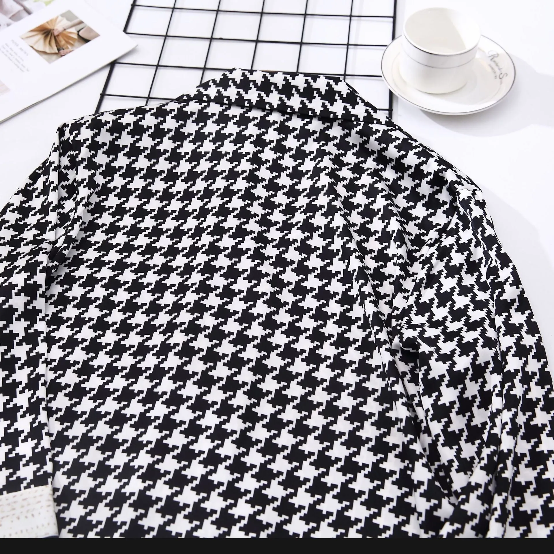 Ice Silk Houndstooth Pajama Set