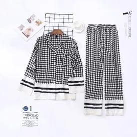 Ice Silk Houndstooth Pajama Set