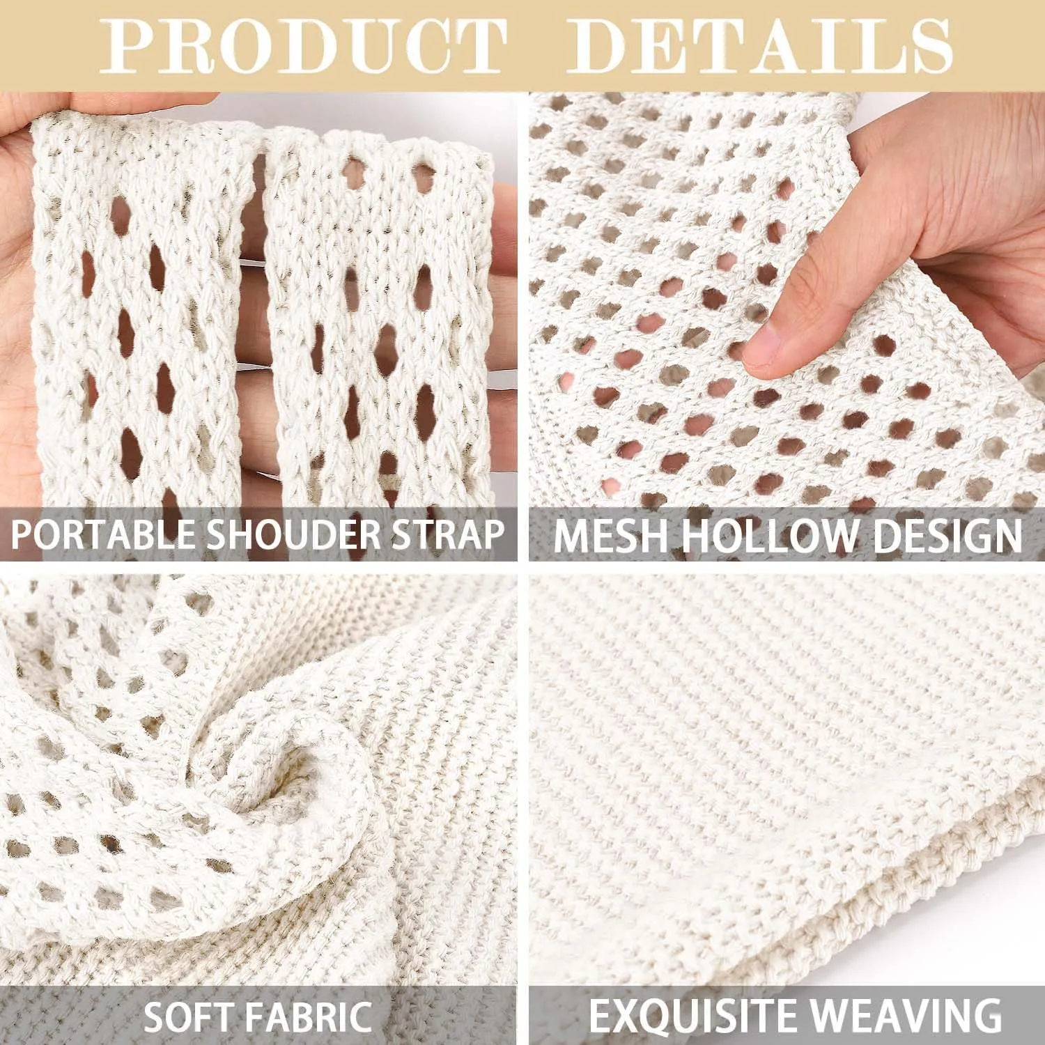 KPX Crochet Tote, Beach Mesh Knitted Shoulder Bag - Large Aesthetic Hobo Bag for Women - Summer