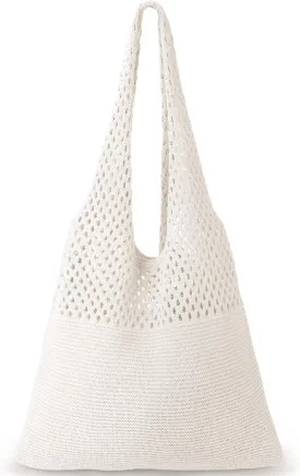 KPX Crochet Tote, Beach Mesh Knitted Shoulder Bag - Large Aesthetic Hobo Bag for Women - Summer
